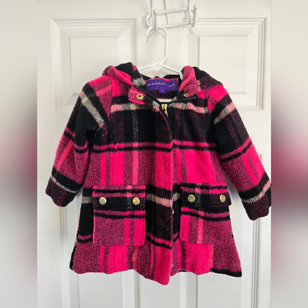 Madden Girl Pink Plaid Kids Coat